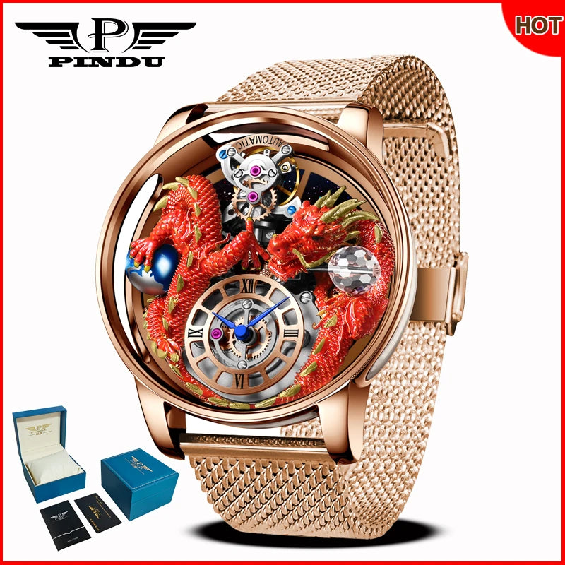 Relógio masculino PINDU Design 2025 NOVO Diamond Tourbillion, relógio de luxo Astronomia de marca premium, quartzo, vidro de safira, impermeável