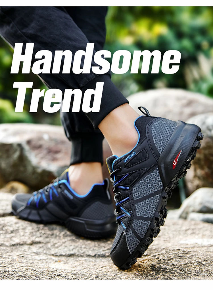 Men's hiking shoes, all-terrain outdoor sports shoes, breathable mesh, non-slip, wear-resistant hiking shoes, outdoor cycling shoes