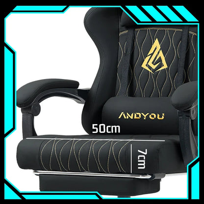 Andyou Ergonomic Gaming Chair - Swivel Reclining Gaming Chair, PU Leather Upholstery, Weight Capacity 150kg