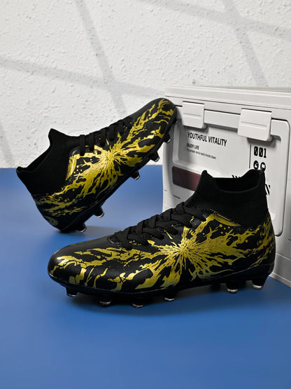 Chaussures de football FG pour hommes adultes, crampons pour terrain ferme, semelle respirante en PU résistante à l'usure pour l'entraînement et la compétition de football sur pelouse en plein air