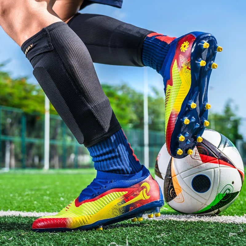 Nouvelles chaussures de football pour hommes, crampons longs antidérapants et respirants pour le sport en extérieur, idéales pour l'entraînement et les matchs, confortables pour adultes