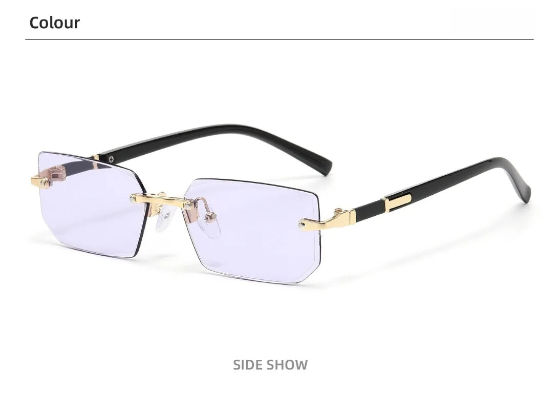 Vintage Rectangle Sunglasses Men New Rimless Fashion Beach Shades Women Trendy Luxury Brand Design Casual Anti-UV Sun Glasses