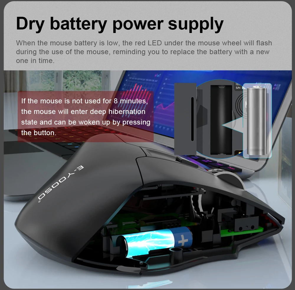 Ratón gaming E-YOOSO X-31 Pro USB grande con Bluetooth 2.4G inalámbrico, PAW3212, 4800 DPI, para gamers, ordenador portátil y PC