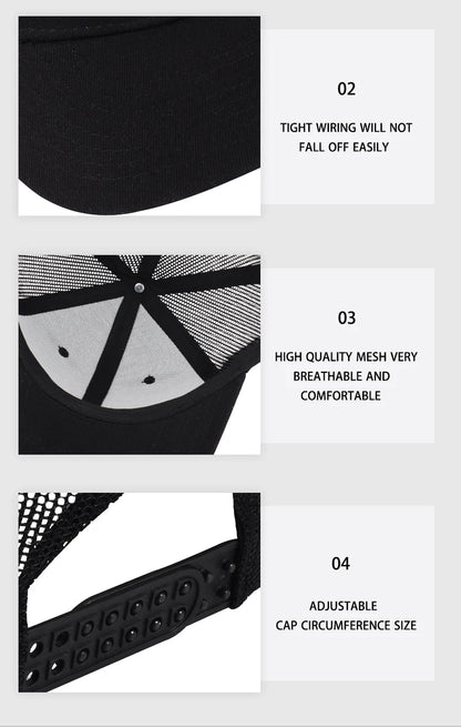 Bass Fish Hook Print Trucker Hat Podesiva uniseks kapa s mrežicom za pecanje, ventilator i sunce