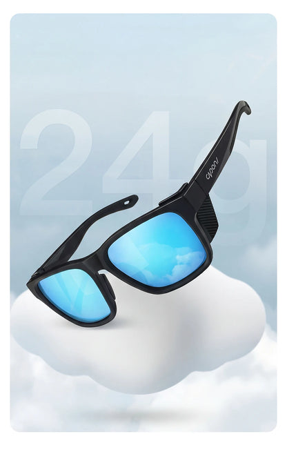CAPONI Polarized Men Sunglasses Outdoor Sport Fishing Sun Glasses Square Anti-Oil and Water Blue HD Lenses Black Shades CP36505