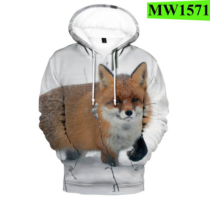 Beliebte Hip-Hop-Novelty-Hoodies und Sweatshirts mit komfortablem Fox-3D-Print für Herren/Damen und Erwachsene/Kinder, lässige Pullover
