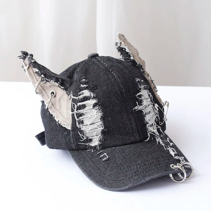 new fashion Girl New Jeans Long Rabbit Ears Cowboy Baseball Hat Wash Graffiti Hip Hop Cap Women Men Party Team Baseball Cap