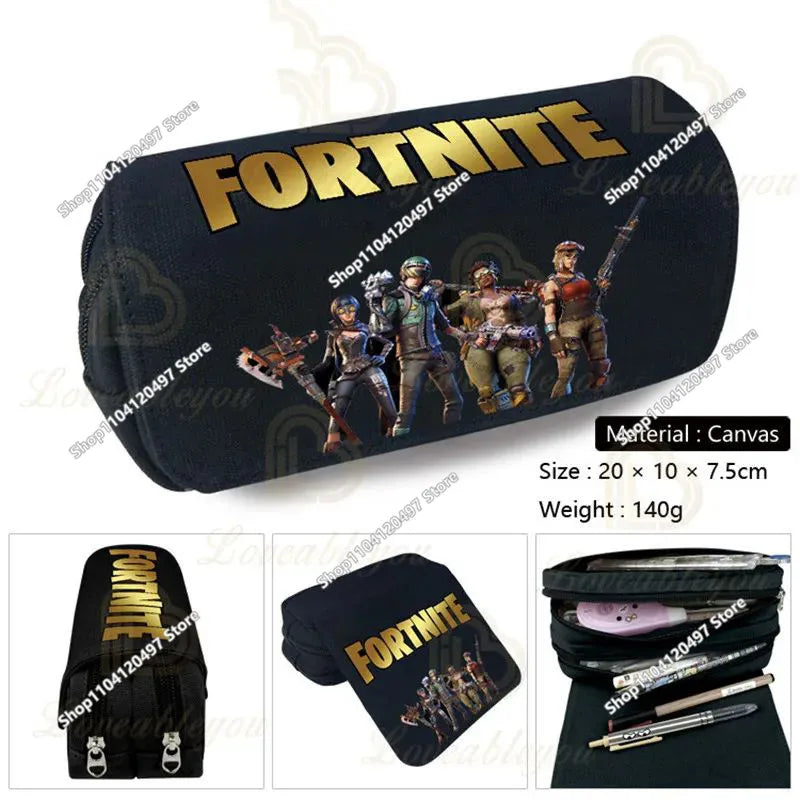 Аниме несесер за моливи Fortnites, кавай, с голям капацитет, водоустойчив ръчен несесер за косплей, офис канцеларски подарък играчка