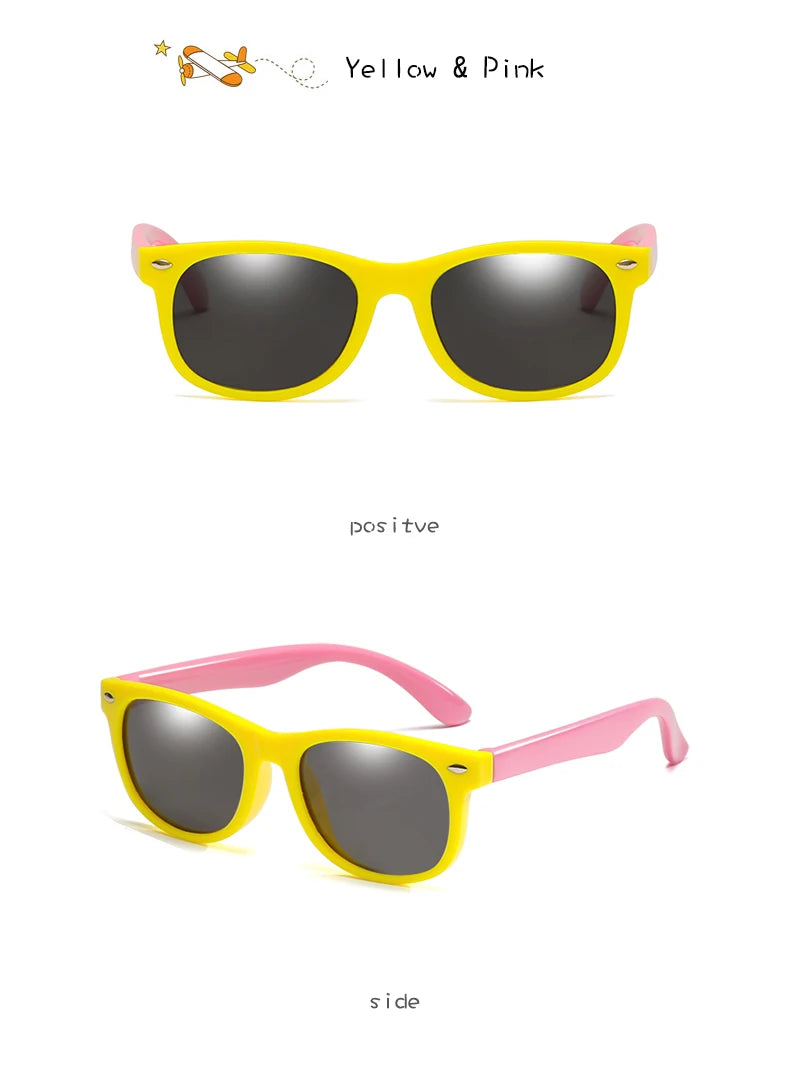 Polarized Kids Sunglasses TR90 Silicone Gel Frame Classic Square Children Sun Glasses Girls Boys Multi Color Baby Goggles UV400