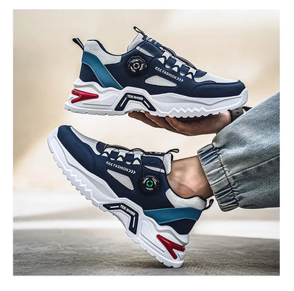 Koreanische Herren-Sportschuhe mit drehbarer Schnalle, modische Freizeitschuhe für alle Jahreszeiten, weiche rutschfeste Sohle, Outdoor-Laufschuhe, Studenten-Sneaker