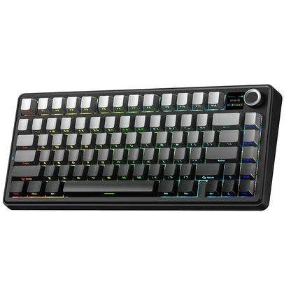 Teclado Mecânico Gaming AULA F75 MAX 2.4G Sem Fios/BT/Com Fio Hot-Swap RGB 75% 81 Teclas Teclado de Escritório com Ecrã TFT