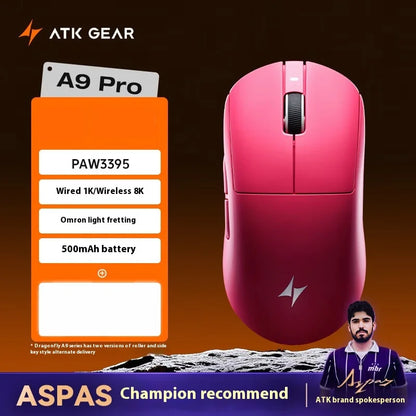 ATK A9 Ultra kabellose Gaming-Maus, Tri-Mode, 8K, 53g, leicht, A9/A9 SE/A9 Plus/A9 Pro Gaming-Maus, E-Sports-PC, personalisiertes Geschenk