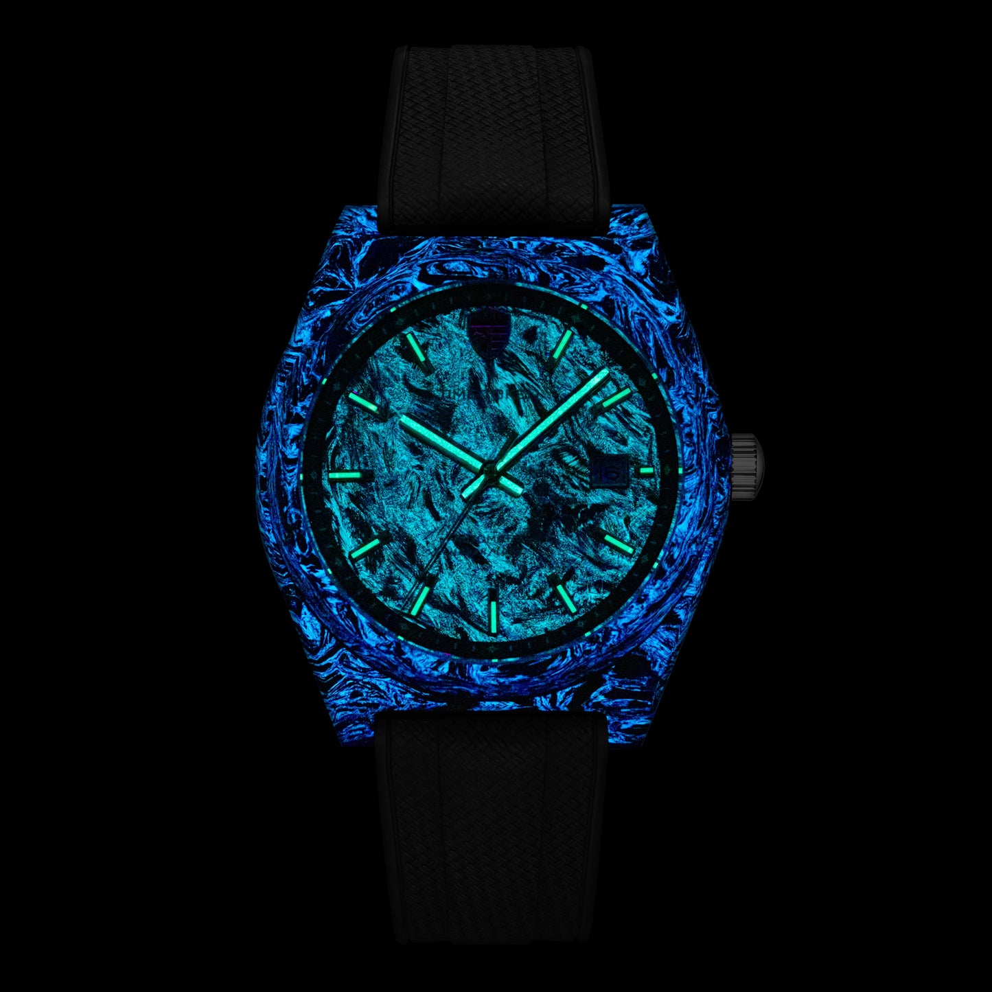 TIME TOKEN Nuovo orologio subacqueo da uomo in fibra di carbonio luminosa da 40mm, automatico meccanico di lusso con calendario, vetro zaffiro, impermeabile 100m