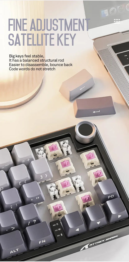 Teclado mecánico inalámbrico Attack Shark X66 con diseño compacto 65%, retroiluminación RGB, montaje gasket, hot swap, Bluetooth, USB-C, PBT y batería de gran capacidad