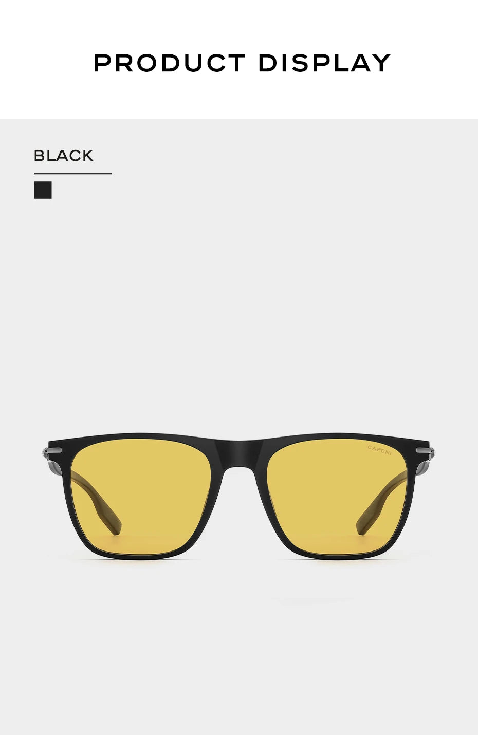 CAPONI Night Vision Men Sunglasses Original Designer High Quality Carbon Fiber Yellow Sun Glasses Photochromic Eyewear BSYS24716