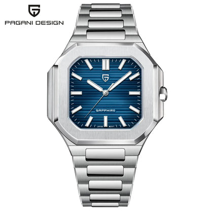 Reloj cuadrado de cuarzo para hombre PAGANI DESIGN New V2, marca de lujo premium, deportivo, resistente al agua, de zafiro y acero inoxidable