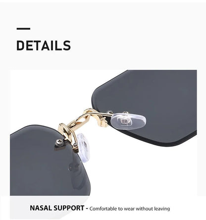 Luxury Rimless Sunglasses, Metal Hinge Exquisite Craftsmanship, Gradient Lenses Sun Protection Sunglasses 823