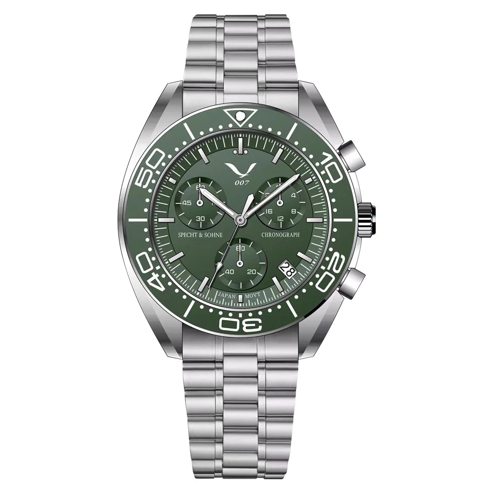 New 007 Specht&Sohne Sports Watches for Men Top Brand Luxury Steel Wrist Watch Fashion Japan VK68 Chronograph