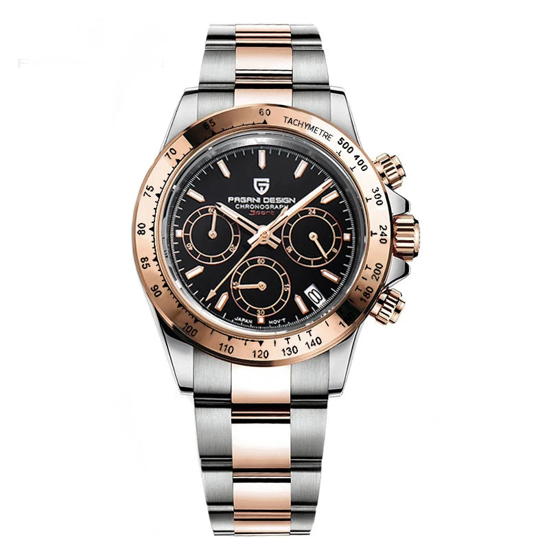 Montre pour homme PAGANI DESIGN – Modèle à cadrans colorés, montre-bracelet à quartz de luxe, chronographe équipé d'un mouvement