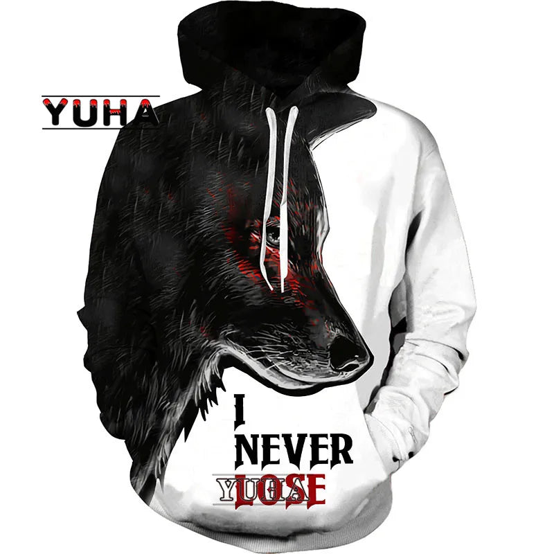 3D-bedruckter Wolf-Hoodie Unisex – cooler Pullover mit Tiergrafik, Sweatshirt für Herren-Streetwear