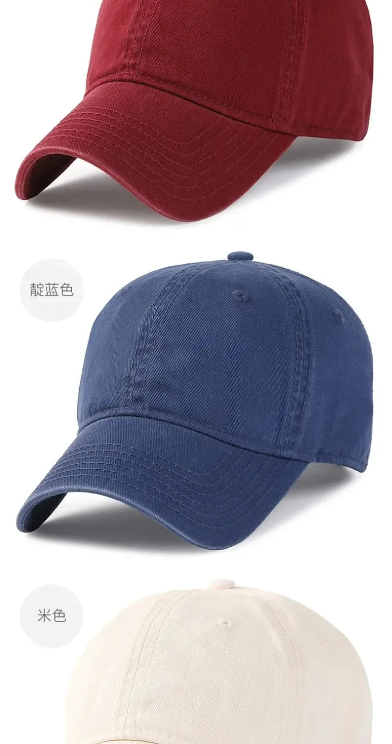 Jednobarevná velká měkká bavlněná baseballová čepice pro muže, 63 cm, klasická plus snapback čepice, dámský golfový klobouk proti slunci, 59–62 cm