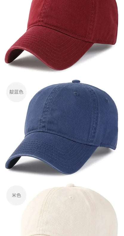 Jednobarevná velká měkká bavlněná baseballová čepice pro muže, 63 cm, klasická plus snapback čepice, dámský golfový klobouk proti slunci, 59–62 cm