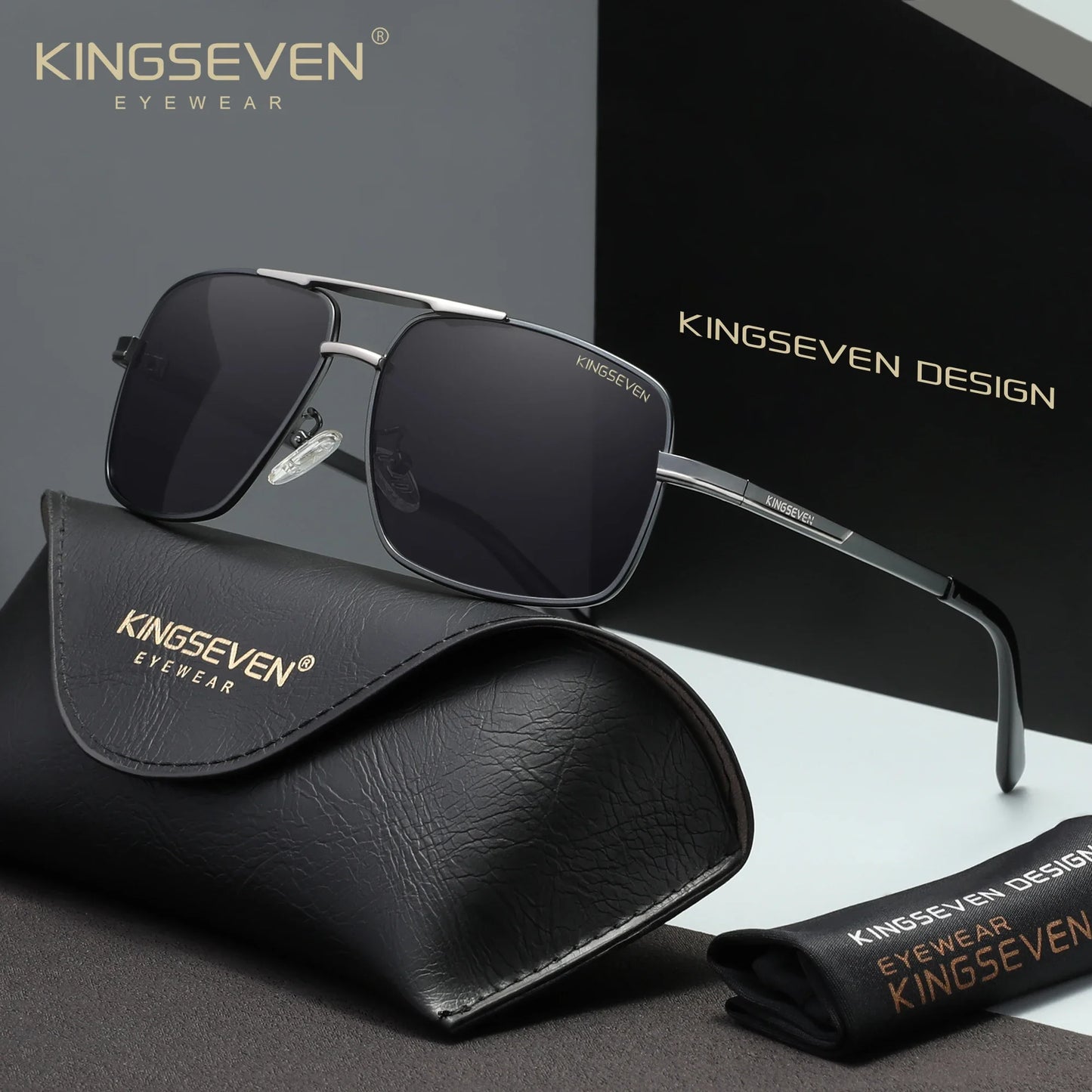 KINGSEVEN Causal Polarized Sunglasses Men Outdoor Driving Fashion Glasses UV400 Rectangle Driving Male Fishing Eyewear