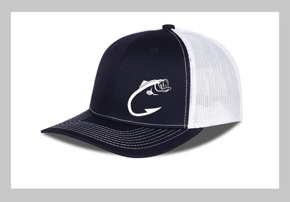 Bass Fish Hook Print Trucker Hat Podesiva uniseks kapa s mrežicom za pecanje, ventilator i sunce