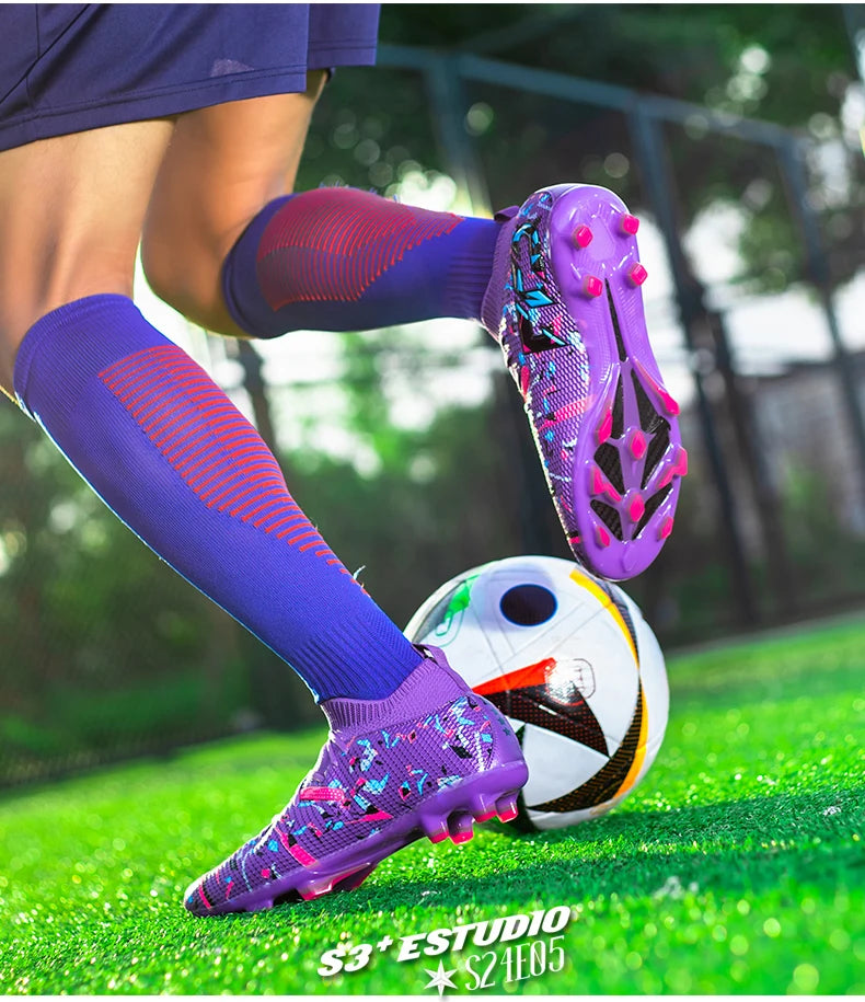 Chuteiras de Futebol Profissionais para Homem em Malha Respirável, Chuteiras Antiderrapantes Rápidas, Sapatilhas de Moda para Relva Artificial, Sapatos de Futebol Masculinos