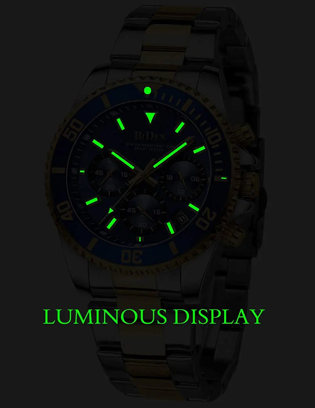 BIDEN Multi functional men's quartz watch luxury waterproof night light business style diving series casual fashion watch