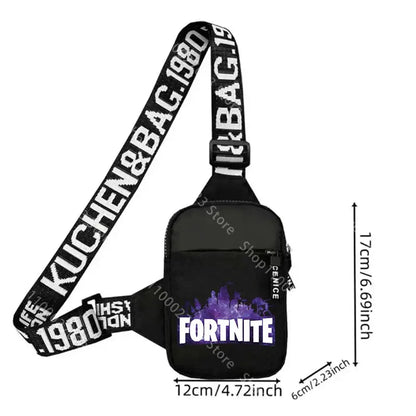 Bolso bandolera para adulto Fortnites, deportivo y casual, ligero, mini bolso para teléfono con estampado de figura de juego de dibujos animados, bolso cruzado de pecho para hombre, regalo