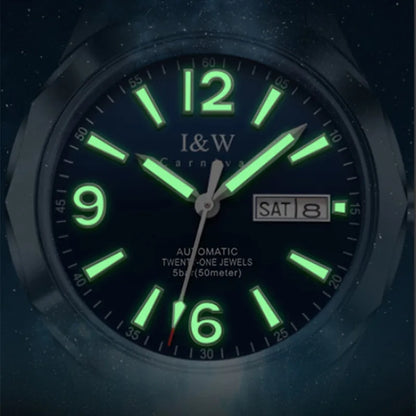 Reloj mecánico de lujo para hombre Reloj CARNIVAL de tungsteno, movimiento automático MIYOTA 8205, resistente al agua.
