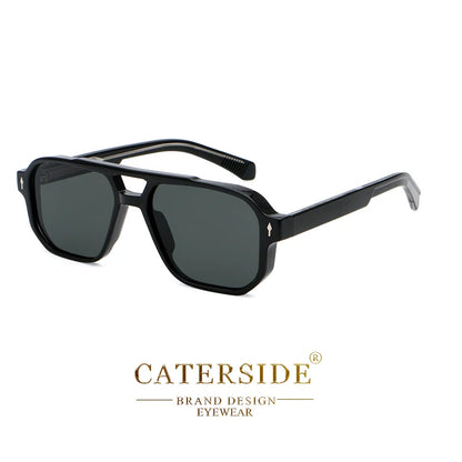 CATERSIDE Vintage Punk Sunglasses Men Flat Top Double Bridges High Quality Sun Glasses Women Travel Party Festival Eyeglasses