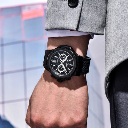 PAGANI DESIGN kvartsure til mænd – Luksuriøst sportsur med kronograf, vandtæt, udstyret med selvlysende visere og safirglas med antirefleksbehandling