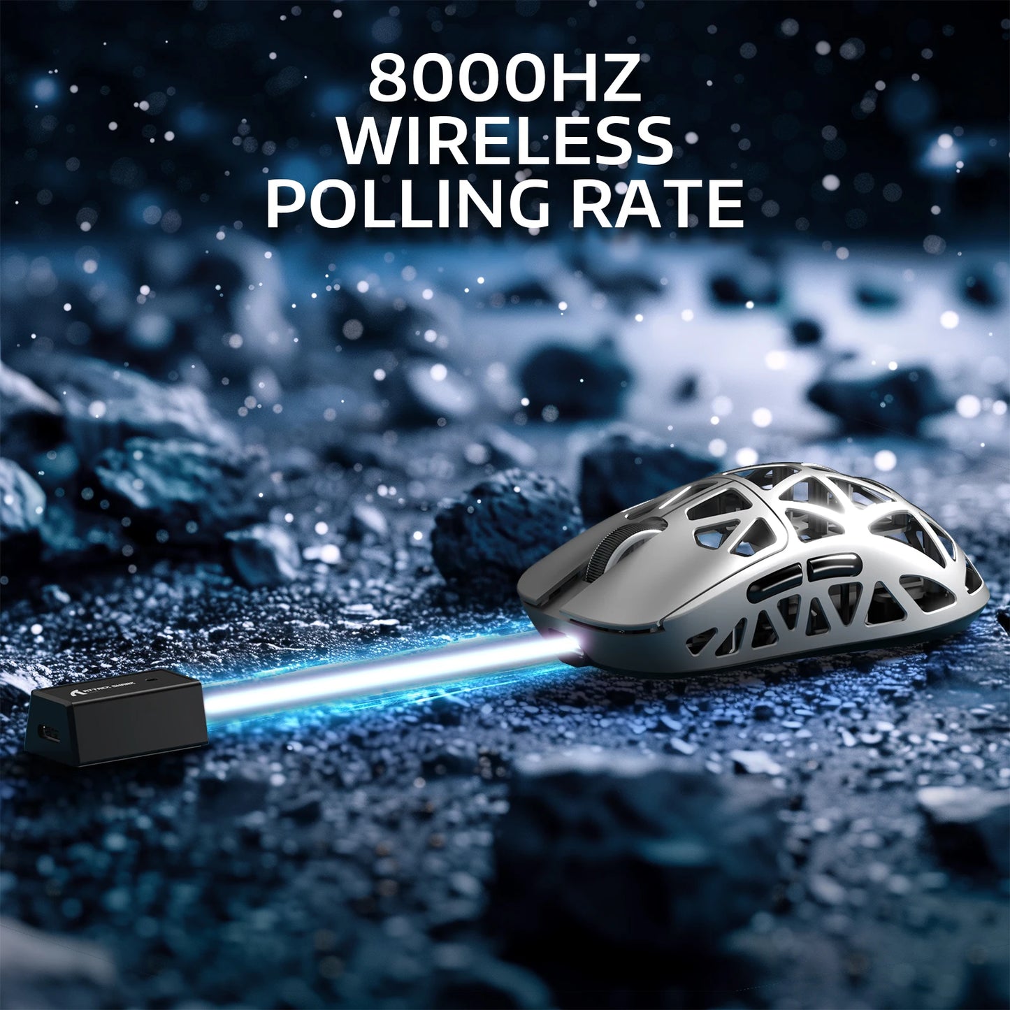 ATTACK SHARK R2 gamingmus i magnesiumlegering PAW3950, tri-mode, 8000hz, 42000 DPI, 45g ultralätt, mikrobrytare med 100M klick