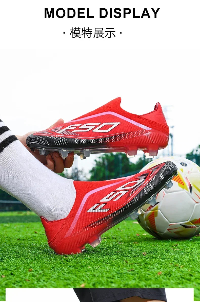 New Men's Football Boots, Non-Slip Boys' Soccer Shoes, Grass Cleats, High-Quality Match Sneakers, Hot-Selling Outdoor High-Top Light Boots