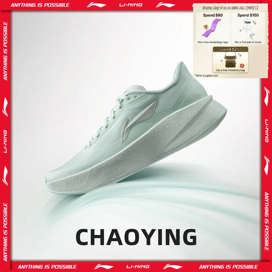 Li-Ning Women's CHAOYING Cushion Running Shoes BOOM Lightweight Rebound TEMPO BOUNCE Flexible Li-Ning Comfortable Sneakers ARBW008