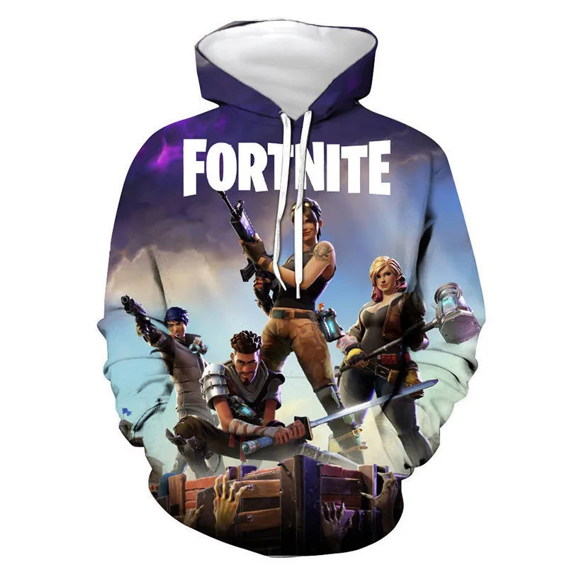 Children's Fortnite 2024 Sweatshirt, 3D Digital Printed Hoodie, Men's and Women's Pullover Jacket, Long Sleeve Children's Gift