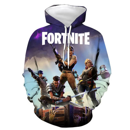 Children's Fortnite 2024 Sweatshirt, 3D Digital Printed Hoodie, Men's and Women's Pullover Jacket, Long Sleeve Children's Gift