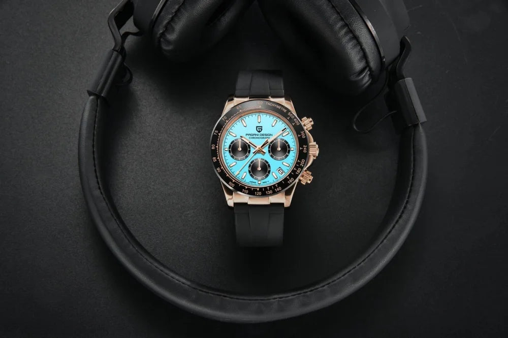 Novo Original PAGANI DESIGN PD-1664 Relógio de Pulso de Luxo para Homem, Movimento de Quartzo Japonês VK63, Safira, Cronógrafo Resistente à Água, Dourado