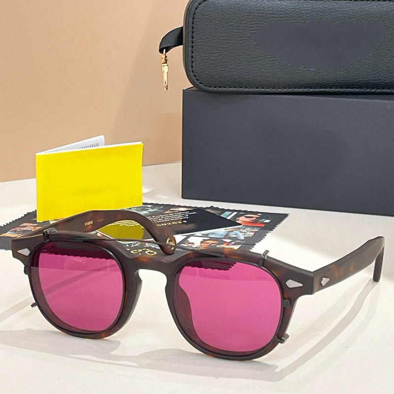 Acetate Round Classical Sunglasses for Men and Women High Quality Brand Designer UV400 Outdoor Luxury Retro Eyeglasses