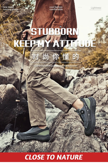 Sneakers da trekking da uomo con fibbia girevole, scarpe da escursionismo con suola spessa per attività all’aperto, scarpe sportive da uomo, comode e antiscivolo, ideali per arrampicata e passeggiate