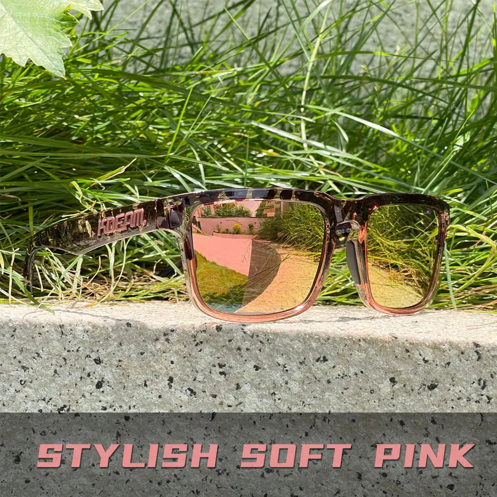 KDEAM Unisex Square Sunglasses Polarized Flash With Stylish Mirrored Pink Sun Glasses New Colors KD332