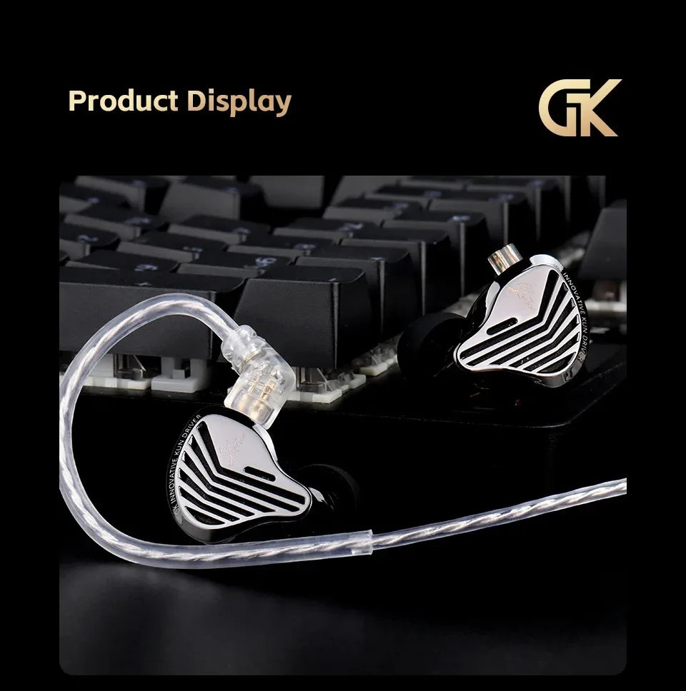 KZ GK Kunten HiFi IEM Earphones 1DD Dynamic Driver In-Ear Earbuds with 2-Pin Detachable Cable, Metal Audiophile Gaming Headset