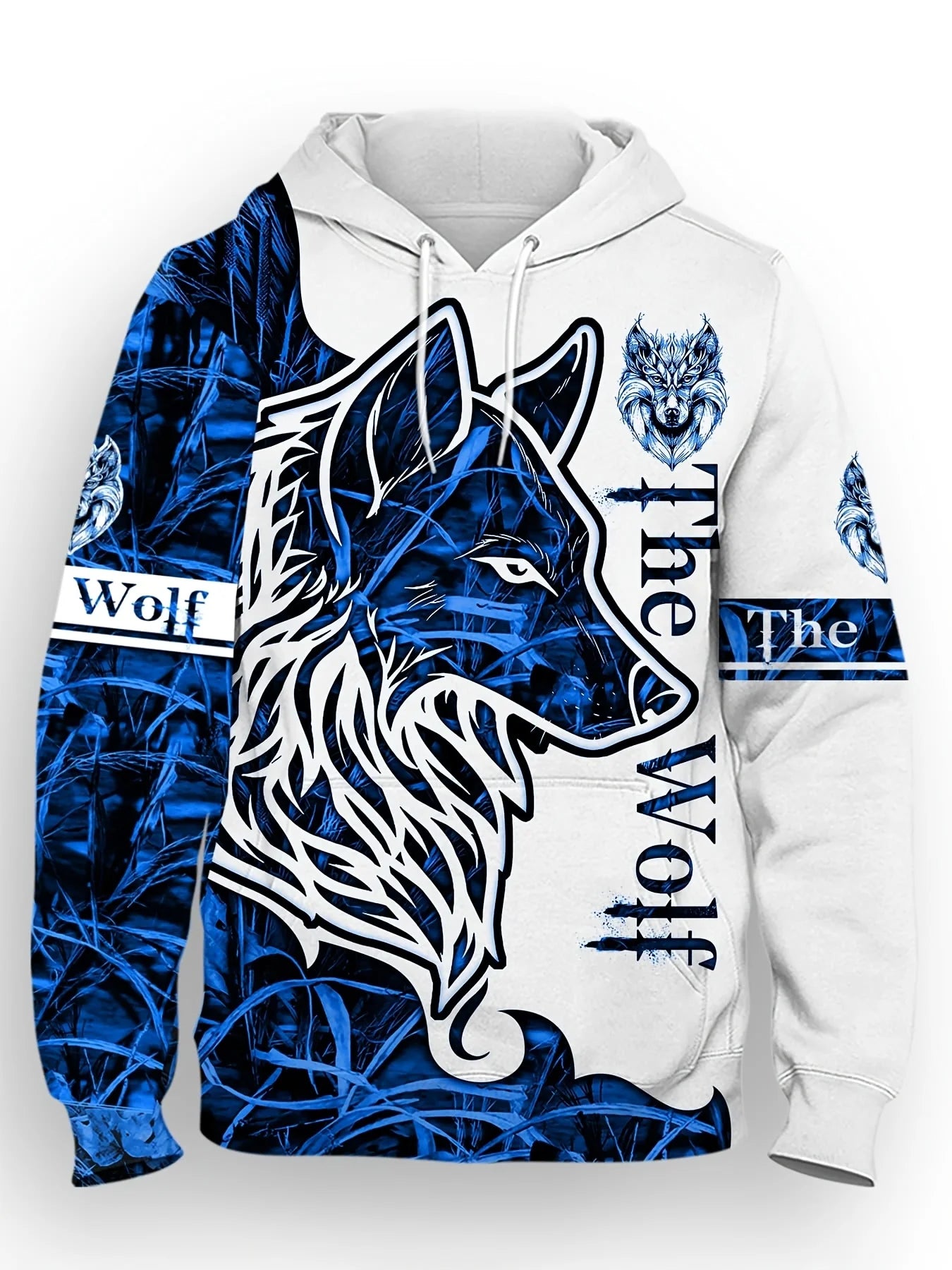 Modischer Herren-Kapuzenpullover für den Herbst mit individuellem Wolf-Print, weich und bequem, Outdoor-Streetstyle-Bekleidung