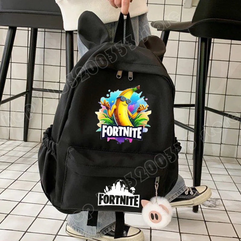 New Fortnite Cartoon Backpack Boy Girl Casual Schoolbag Large Capacity Student Bag Rabbit Ears Travel Backpack Stationery Gift
