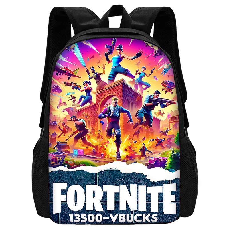 Zaino per bambini con motivo shooting game, ispirato a Fortnites, per ragazzi e ragazze, regalo di compleanno per studenti, borsa scuola unisex, zaino da campeggio resistente