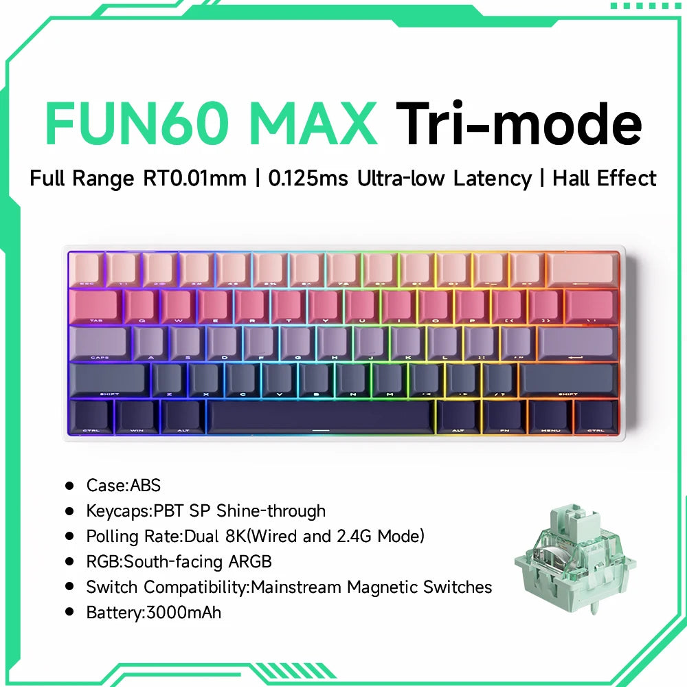 Akko MonsGeek FUN68 FUN60 PRO&MAX Tastiera magnetica HE 60% 65% Tastiere da gaming Rapid Trigger 8K Tastiera custom per gamer Esports
