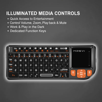 Teclado Bluetooth Mini MRSVI A8 PLUS, teclado sem fios 2.4GHz retroiluminado com touchpad para Android TV Box, Mac, portátil, Windows