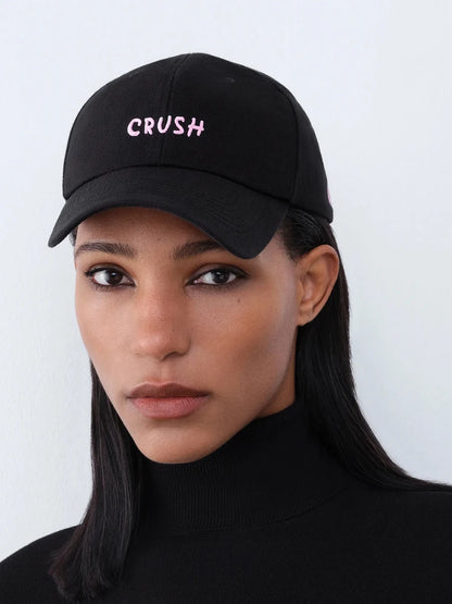 New Arrival Unisex Embroidery "crush" Baseball Caps Black Embroidered Initials Dad Hat 100% Cotton Baseball Caps for Four Season